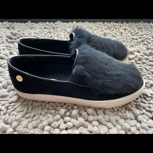 Black Slip on Fur Sneakers NWT in original box